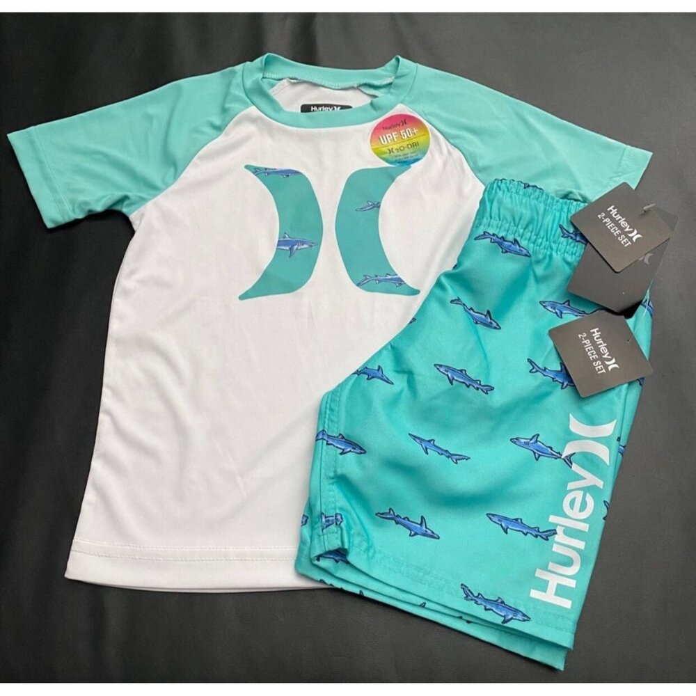 NWT Hurley Rash Guard & Board Shorts Swim Set Boys Size 4